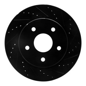 Chrysler Aspen Brake Rotor (1) - Front Right - R1 Concepts - Drilled & Slotted - Black - `02-`24